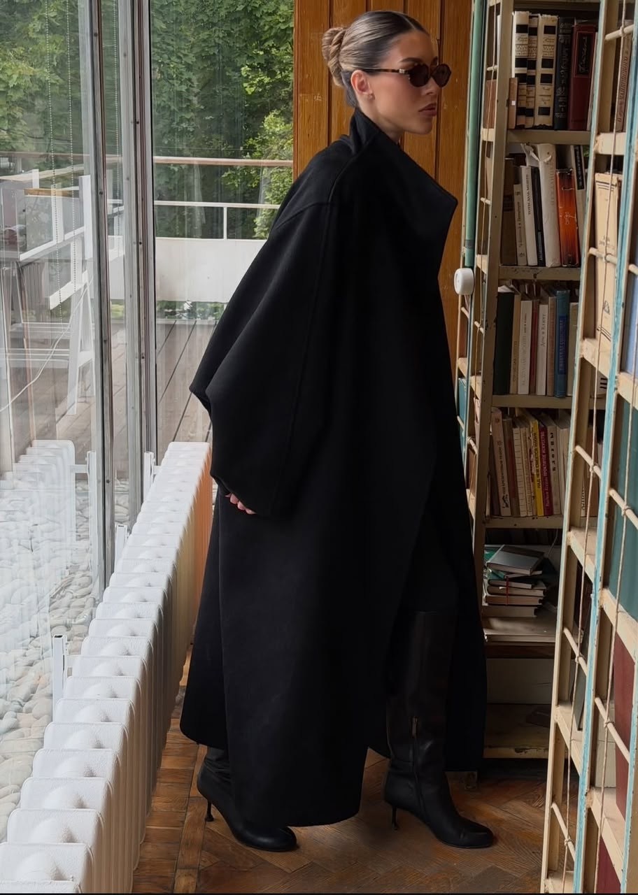 модное пальто,черное пальто,пальто длинное,пальто оверсайз,пальто оверсайз женское