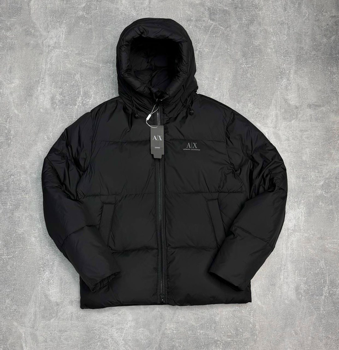 куртка armani,куртка утепленная armani exchange,черный пуховик a x armani exchange,мужская зимняя куртка,зимняя куртка armani