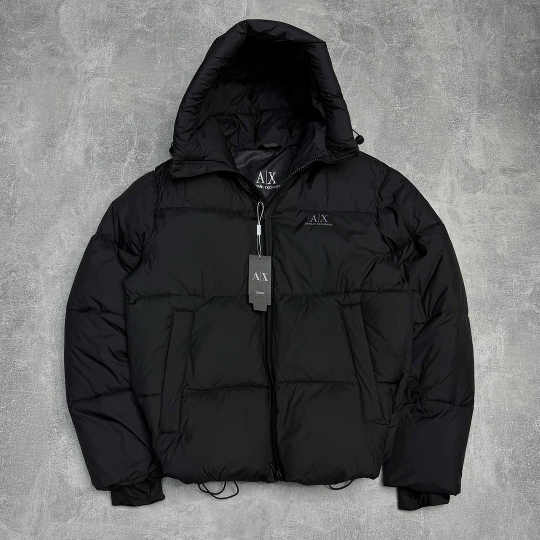 куртка armani,куртка утепленная armani exchange,черный пуховик a x armani exchange,мужская зимняя куртка,зимняя куртка armani