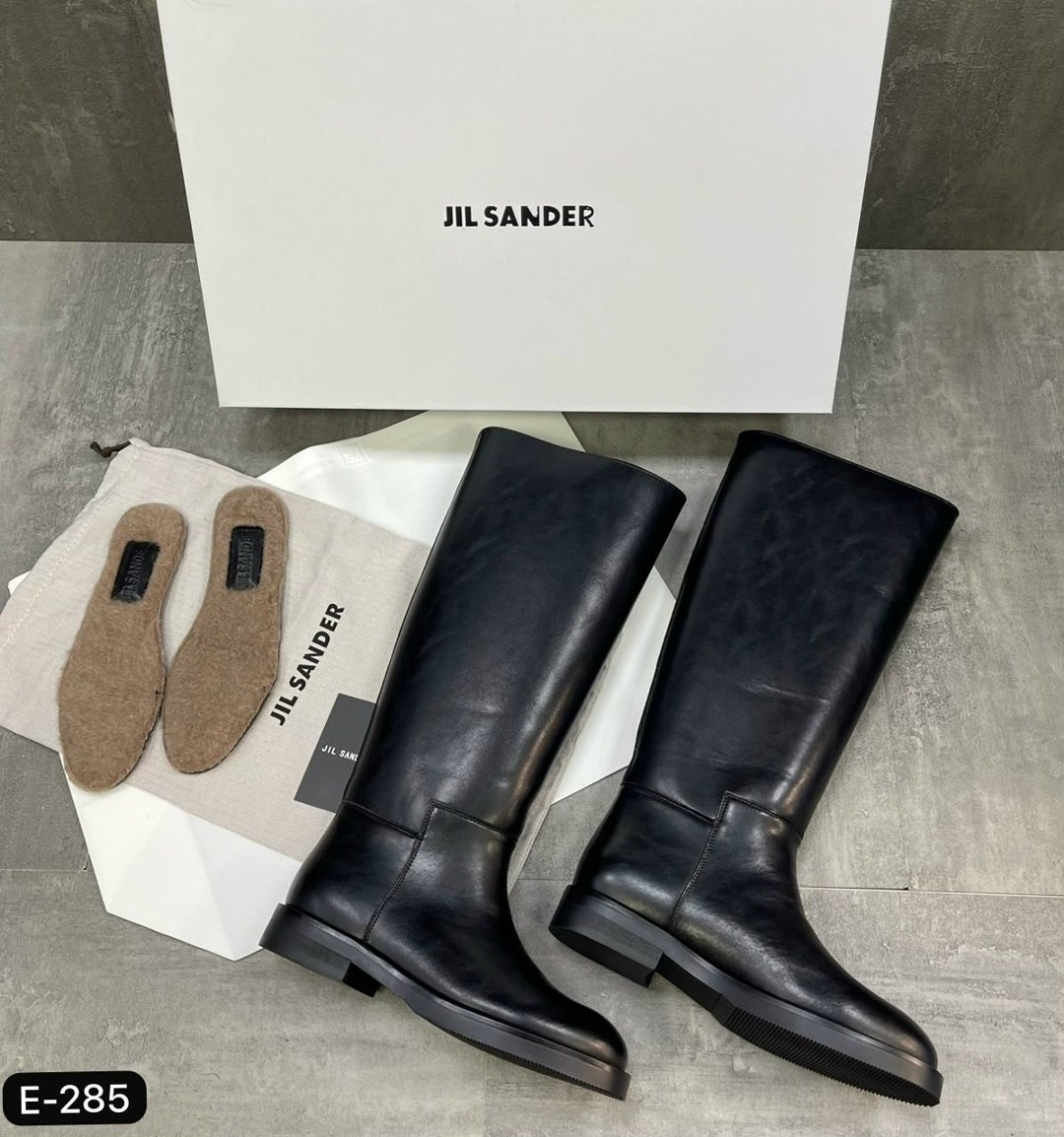 женские сапоги jil sander кожаные черные,сапоги,,сапоги jil sander,сапоги высокие