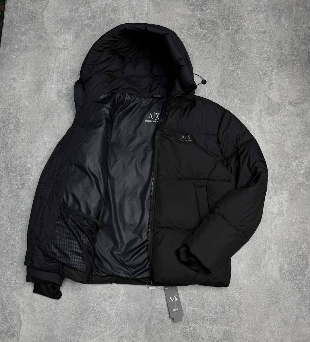 куртка armani,куртка утепленная armani exchange,черный пуховик a x armani exchange,мужская зимняя куртка,зимняя куртка armani