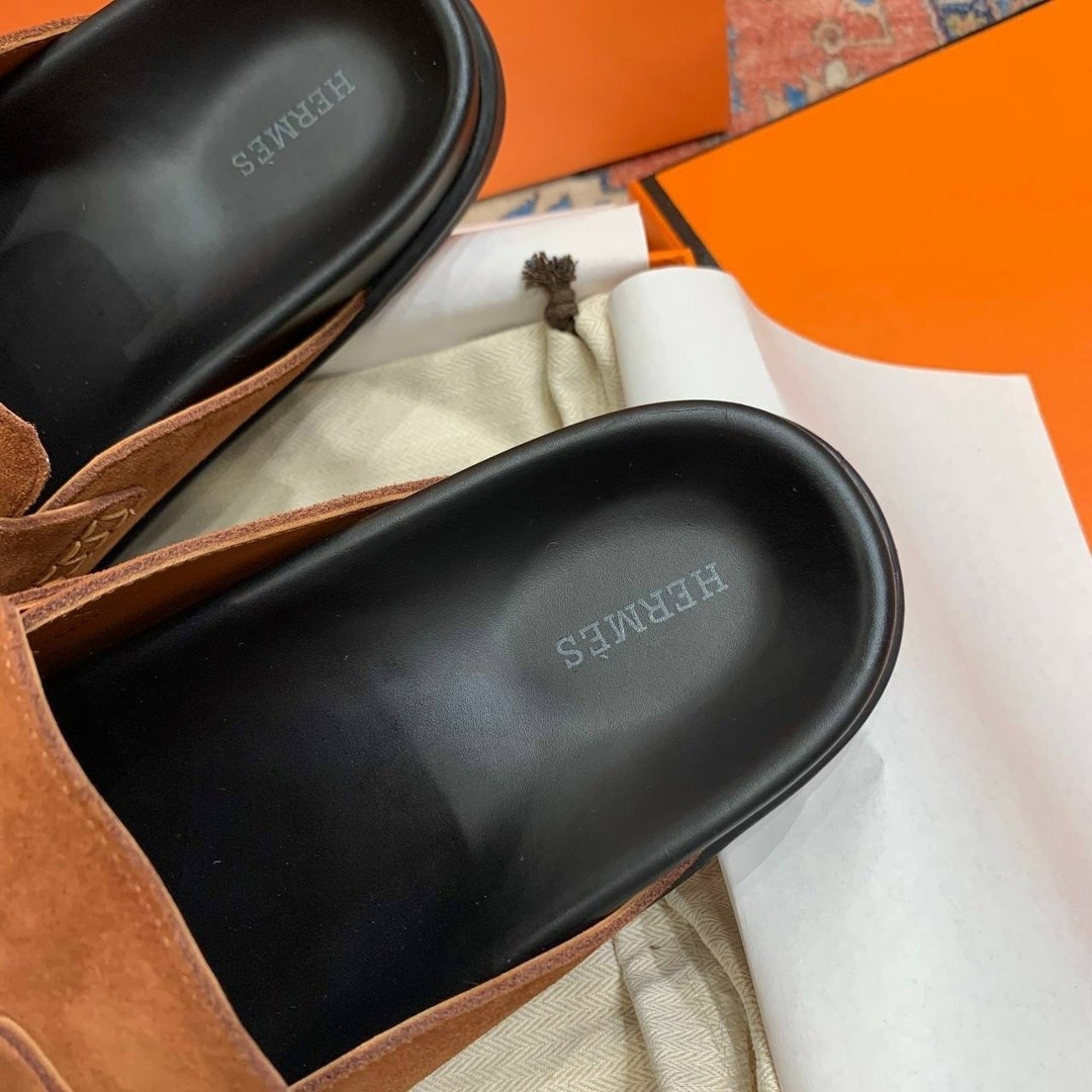 женские замшевые мюли hermes go коричневые, hermes,босоножки hermes,,мюли hermes