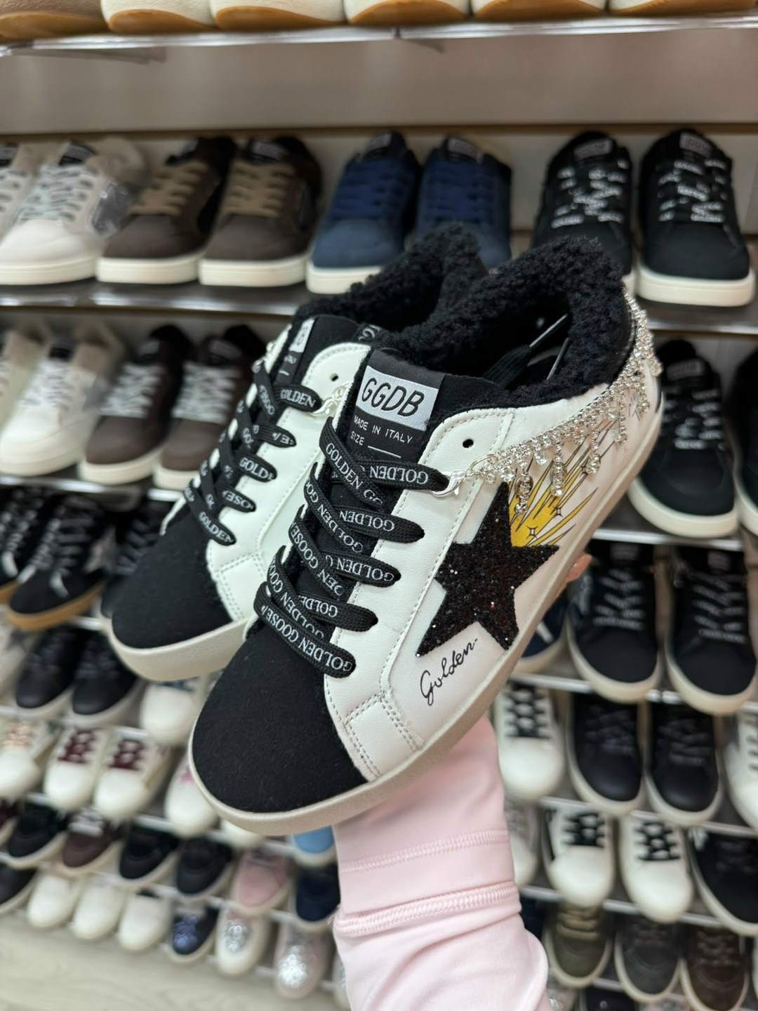,кеды golden goose,женская ,блестящие кроссовки,кеды с мехом