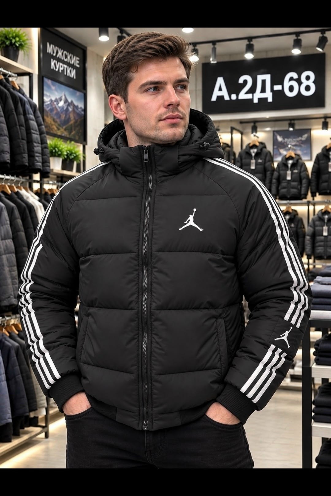 мужская зимняя куртка,куртка jordan,куртка мужская,куртка essentials пуховик air jordan черный,зимняя куртка мужская jordan