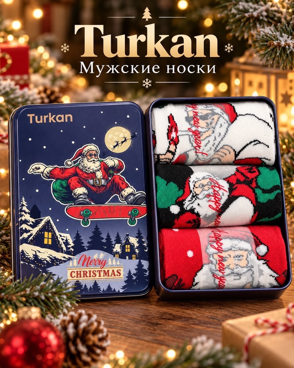 новогодние носки (3 пары) в подарочной коробке turkan,подарочный набор новогодние носки 3 пары,новогодние носки подарочный набор 3 пары turkan,носки новогодние 3 пары в подарочной упаковке turkan,носк