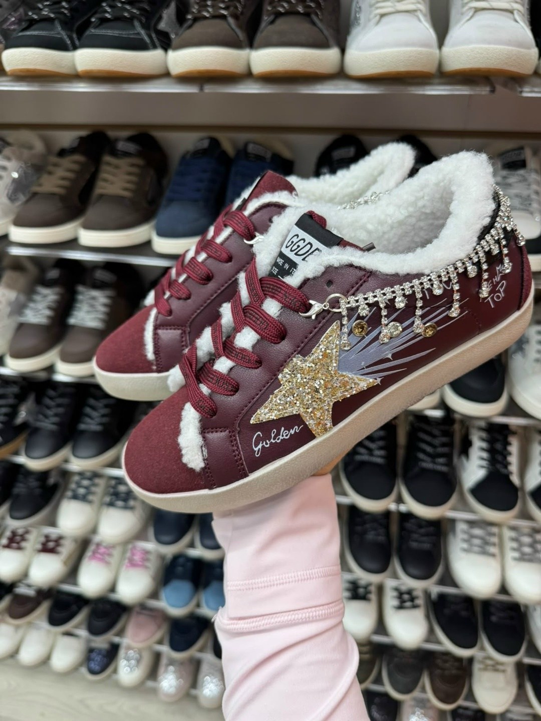 ,кеды golden goose,женская ,блестящие кроссовки,кеды с мехом