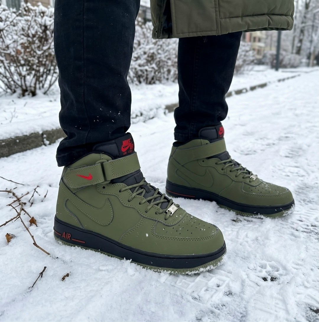 зимние кроссовки nike air force 1 mid,кроссовки nike air force зимние,зимние кроссовки nike air force 1,зимние кроссовки nike air force mid olive/black,nike air force 1 mid
