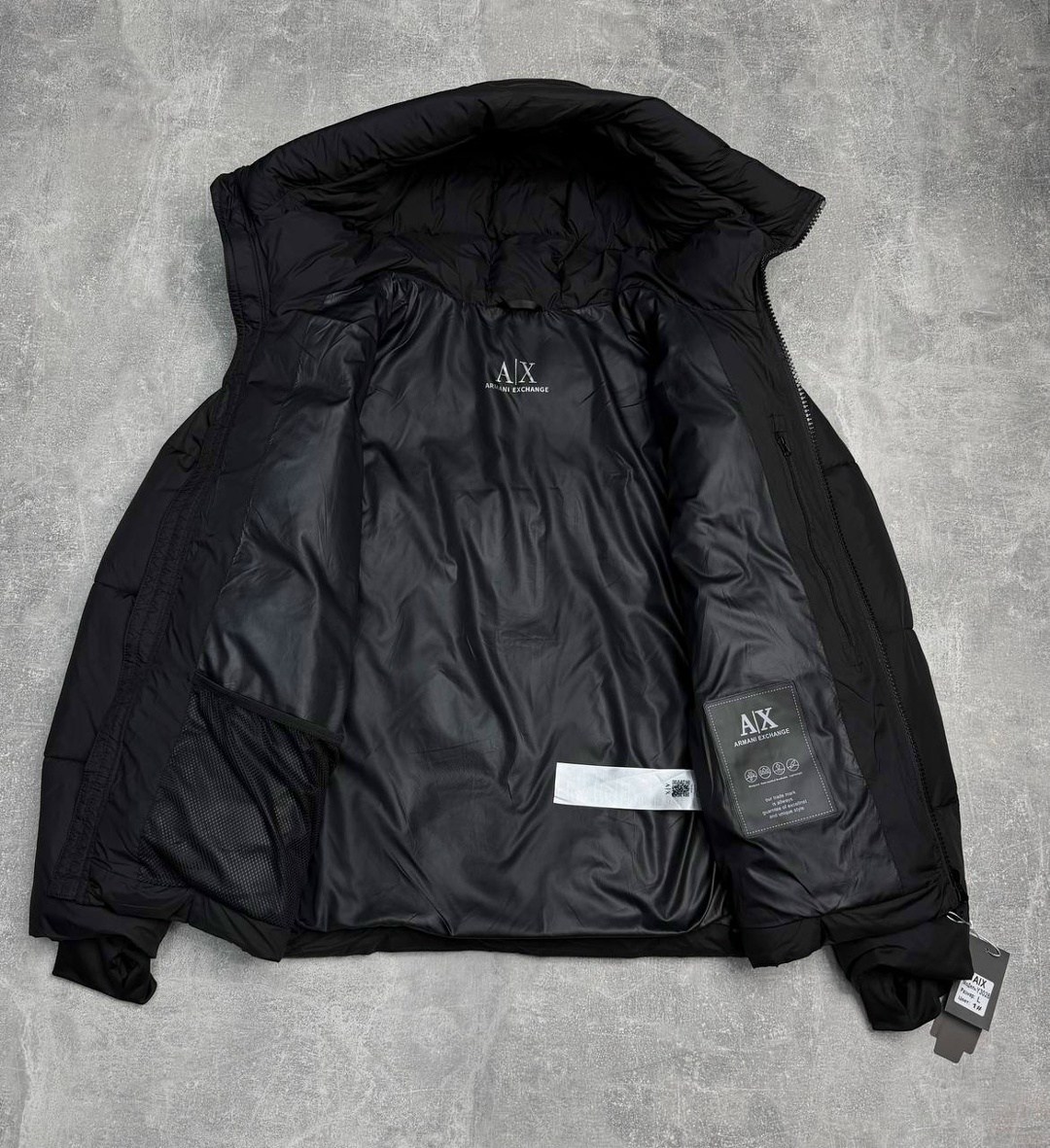 куртка armani,куртка утепленная armani exchange,черный пуховик a x armani exchange,мужская зимняя куртка,зимняя куртка armani