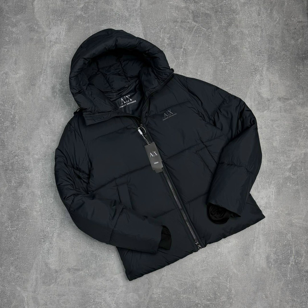 куртка armani,куртка утепленная armani exchange,черный пуховик a x armani exchange,мужская зимняя куртка,зимняя куртка armani