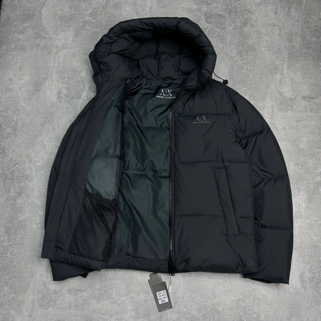 куртка armani,куртка утепленная armani exchange,черный пуховик a x armani exchange,мужская зимняя куртка,зимняя куртка armani