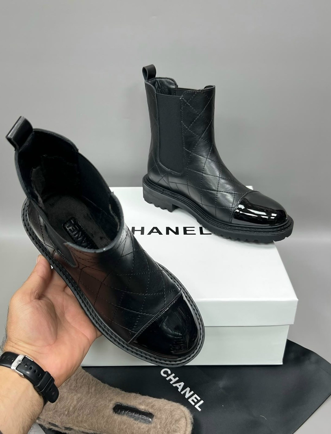 ,chanel (шанель) новые женские осенне-зимние сапоги,ботинки chanel,ботинки челси, женская