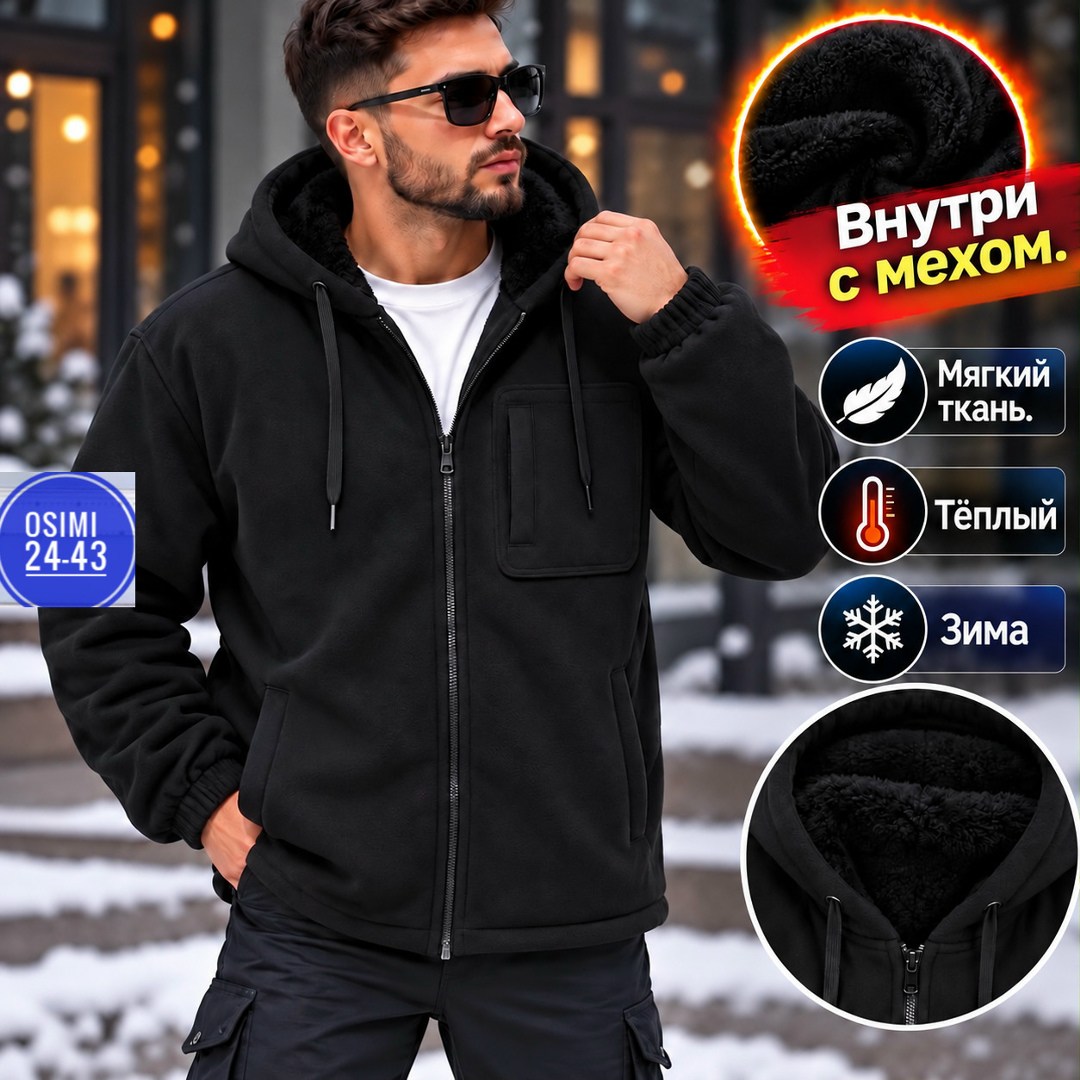 толстовка утепленная с капюшоном на меху,теплая куртка,кофта флисовая,куртка толстовка,толстовка мужская