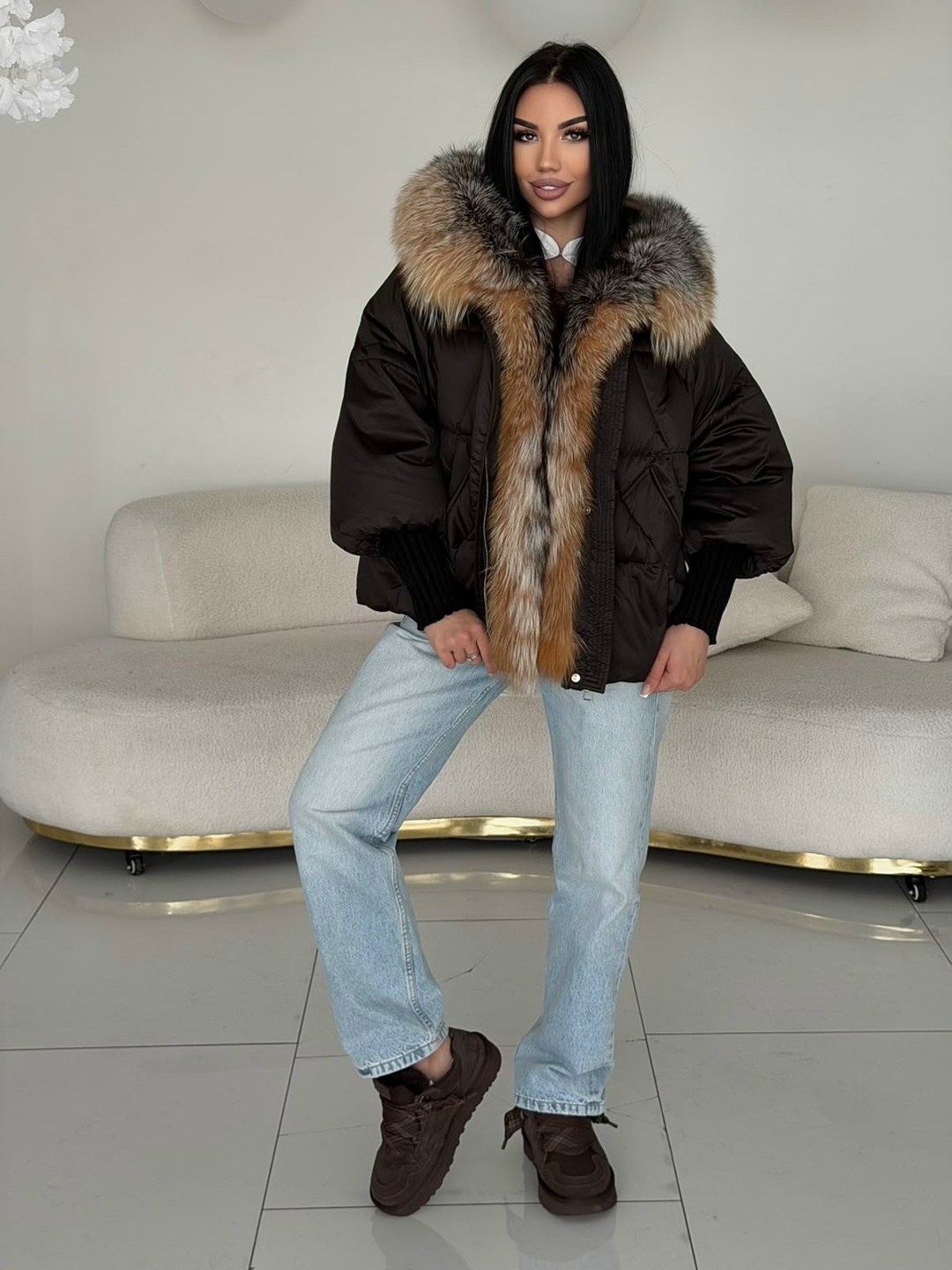 куртка - пуховик с мехом чернобурки city furs,пуховики с мехом,пуховик женский,куртка с мехом,пуховик