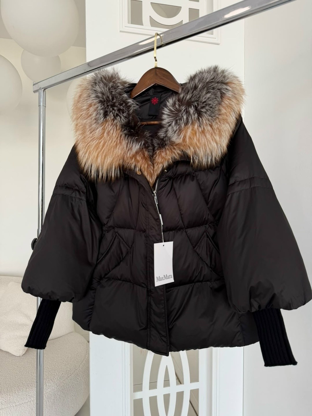 куртка - пуховик с мехом чернобурки city furs,пуховики с мехом,пуховик женский,куртка с мехом,пуховик