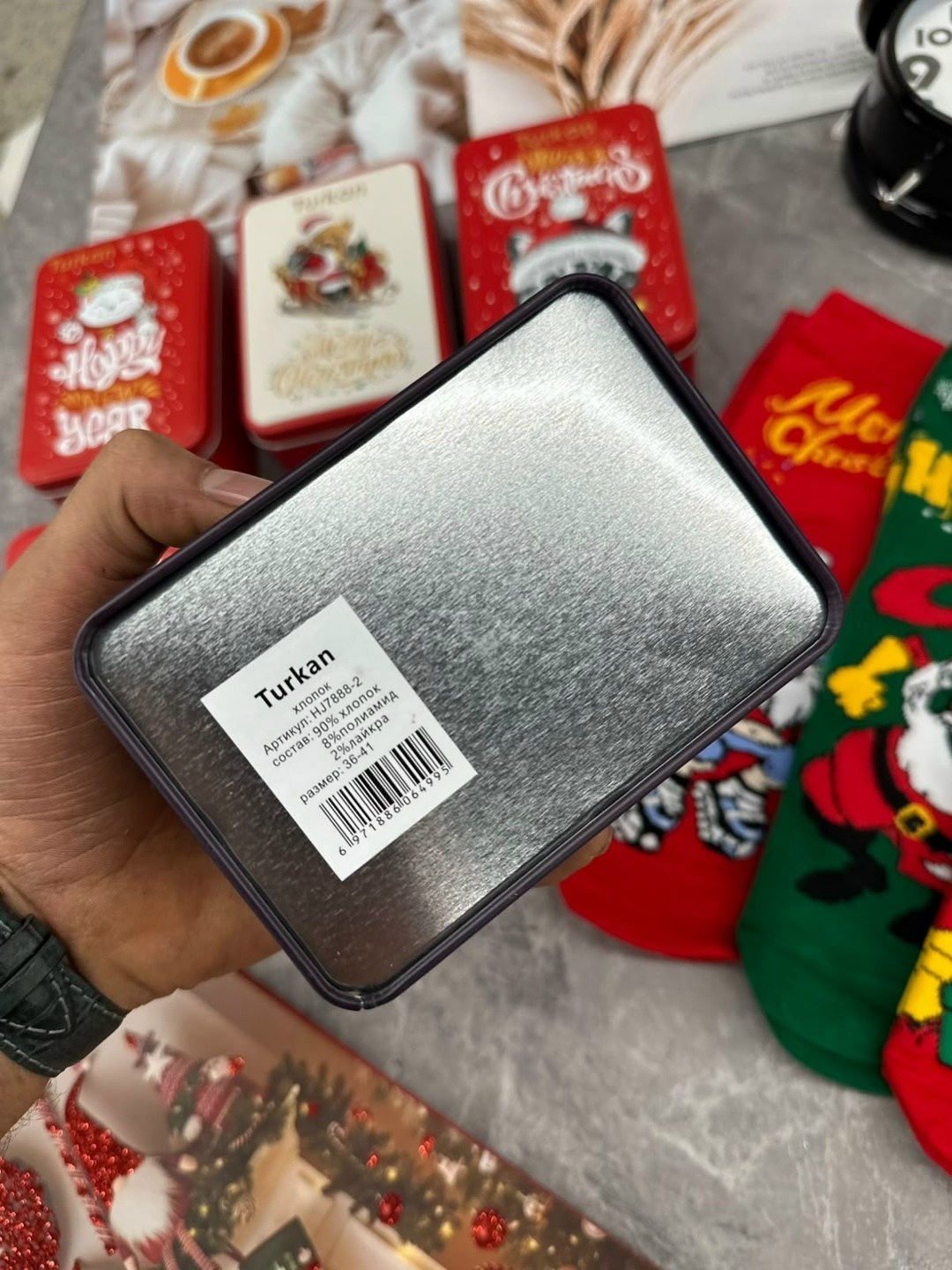 набор новогодние носки,новогодние носки (3 пары) в подарочной коробке turkan,новогодние носки с принтом мужские подарочный набор 3 пары turkan,комплект новогодних носков,набор новогодних женских носко
