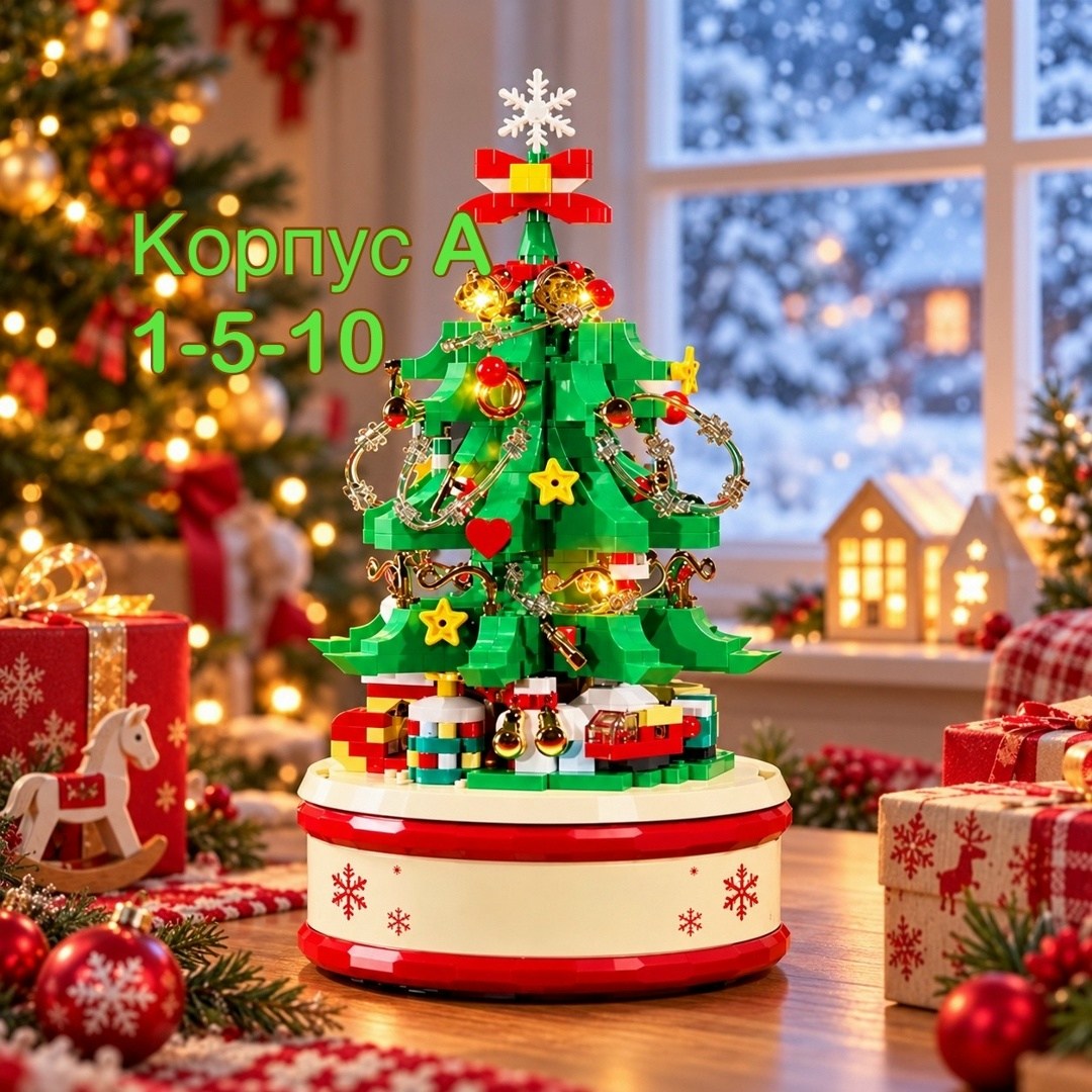 конструктор рождественская елка,музыкальный конструктор,конструктор музыкальная шкатулка,новогодний конструктор елка с музыкой и подсветкой,конструктор новогодняя ёлка