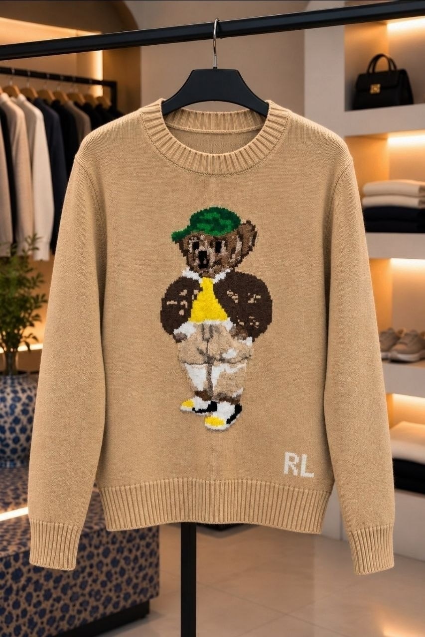 polo bear intarsia cotton sweater polo ralph lauren,ralph lauren polo bear wool blend sweater,свитер polo ralph lauren,свитер с мишкой ральф лорен,ralph lauren polo bear cotton crewneck sweater