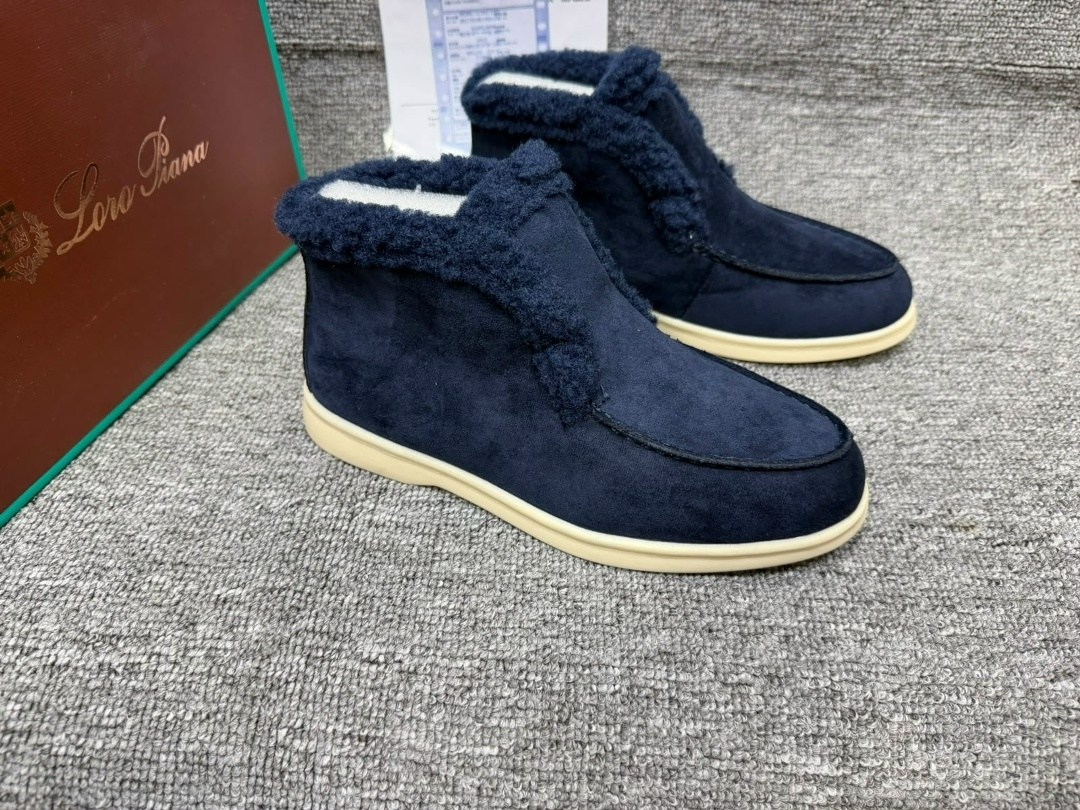 замшевые серые ботинки на меху loro piana open walk,зимние замшевые ботинки loro piana open walk хаки с мехом,лоферы loro piana,женские ботинки loro piana open walk с мехом,