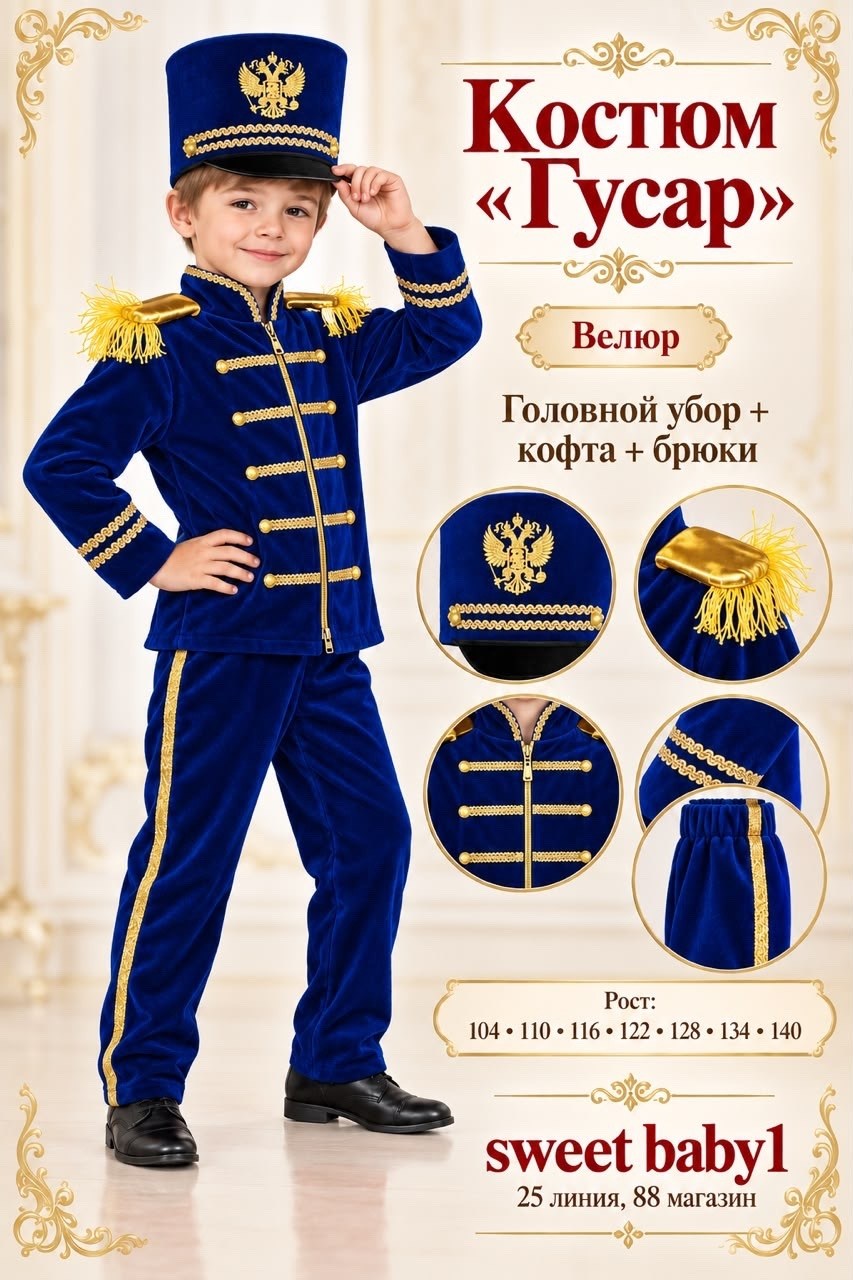 костюм гусара для мальчика,карнавальный костюм "гусар",детский костюм гусара,костюм гусара,карнавальный костюм гусара terzi land