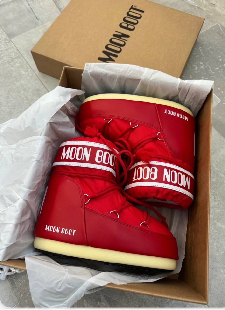 луноходы ботинки,луноходы женские,зимние ботинки mb icon low nylon moon boot красный,moon boot-детские зимние ботинки nylon rosso красный,