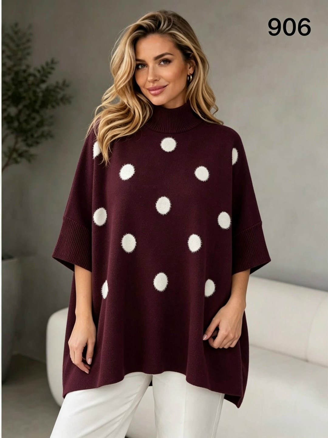 туника оверсайз ассиметричная х&ч fashion 218034081,кофта женская,туника женская,пончо,блузка в горох