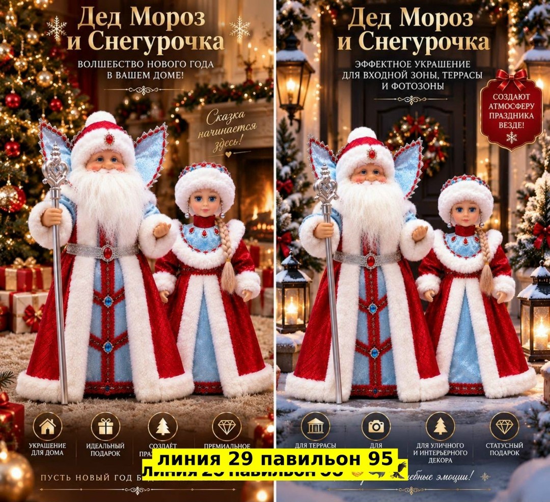 дед мороз и снегурочка комплект музыкальные новогодние фигуры 40 и 30 см,дед мороз 40 см + снегурочка 30 см музыкальные под елку,дед мороз 40 см и снегурочка 30 см музыкальные,дед мороз 40 см+ снегуро