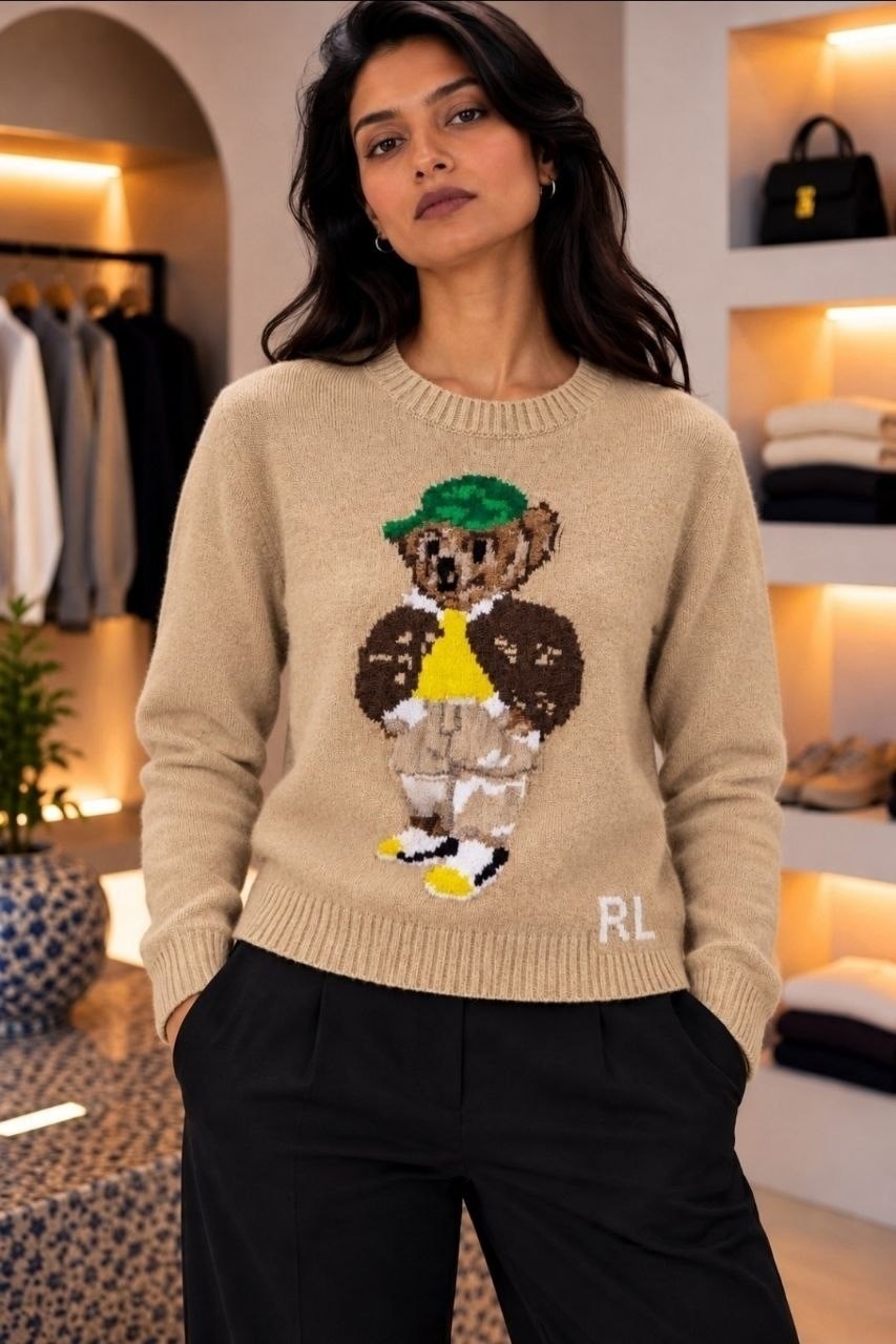 polo bear intarsia cotton sweater polo ralph lauren,ralph lauren polo bear wool blend sweater,свитер polo ralph lauren,свитер с мишкой ральф лорен,ralph lauren polo bear cotton crewneck sweater