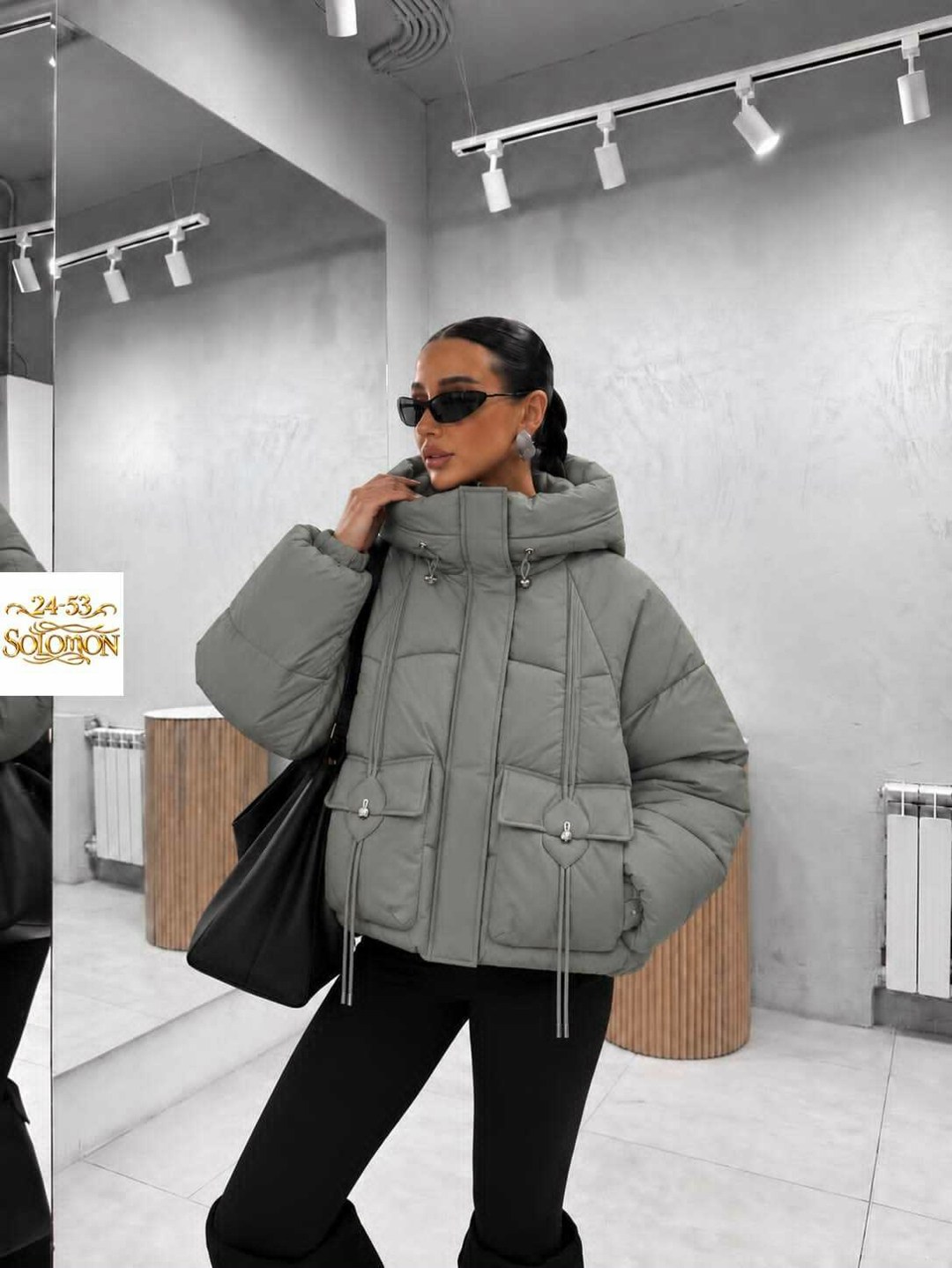 демисезонная короткая куртка оверсайз с капюшоном eveli clothing,куртка женская,куртка демисезонная,модная куртка,куртка