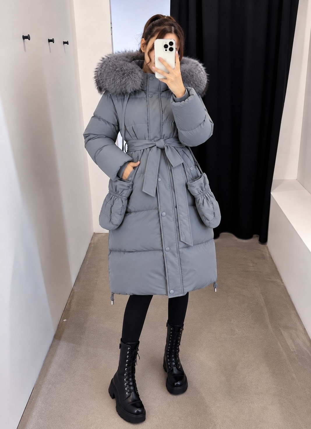 пуховик max mara,женский пуховик,женское длинное пуховое пальто,женский пуховик с капюшоном,женский пуховик с поясом
