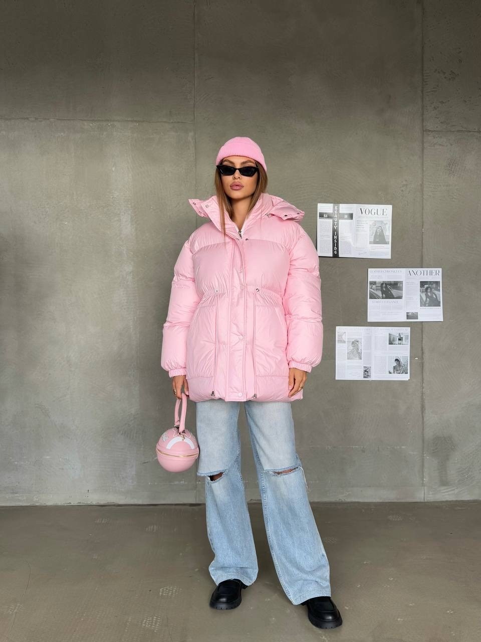 куртка женская розовая,зимняя куртка оверсайз с капюшоном trendez цвет розовый,куртка зимняя женская,куртка женская,пуховик оверсайз