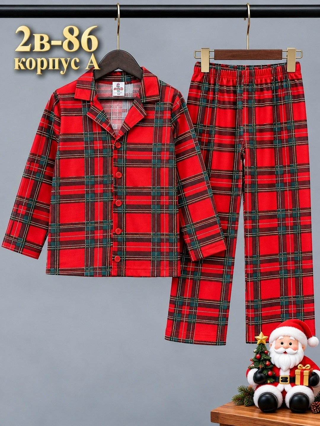 пижама в клетку,пижама детская playtoday 42216038 красный р. 122,комплект пижама,детская пижама клетка,клетчатая пижама