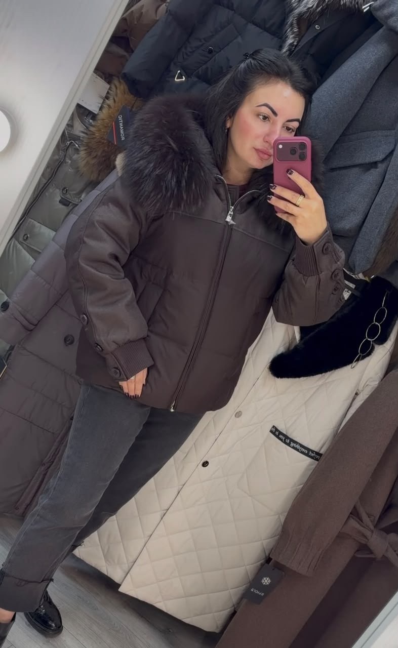 женский пуховик,пуховик с натуральным мехом,короткий пуховик,куртка пуховик зимняя,куртка с натуральным мехом