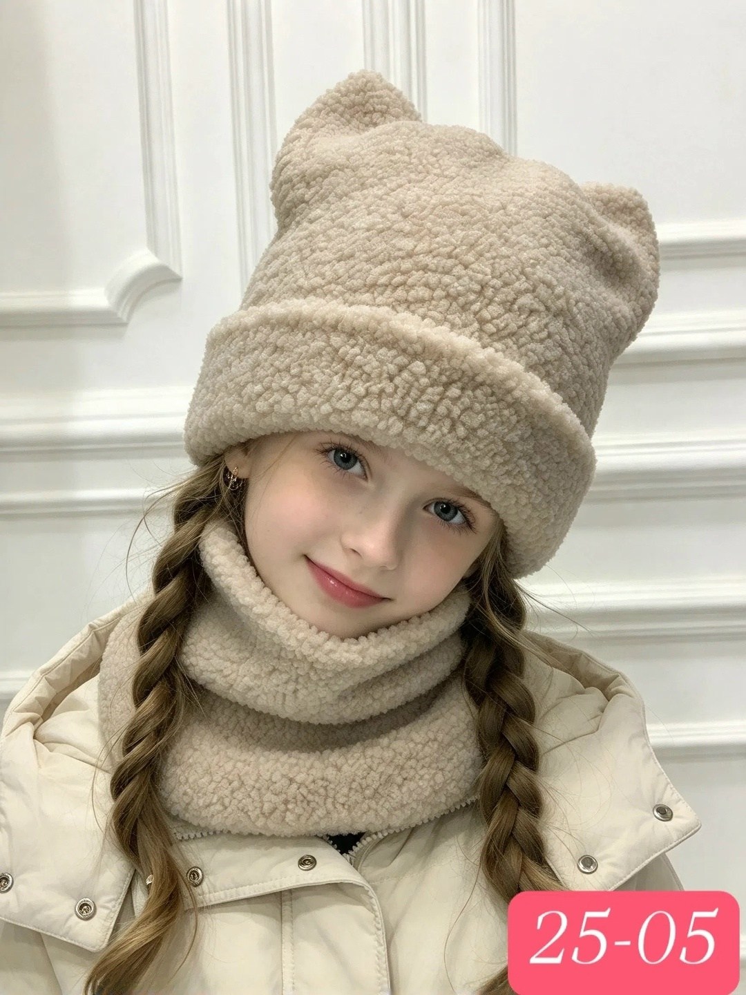 шапка хлопок кошки и снуд anya kids 247060440,шапка и снуд,шапка со снудом для девочек,снуд для девочек,шапка и снуд для девочек