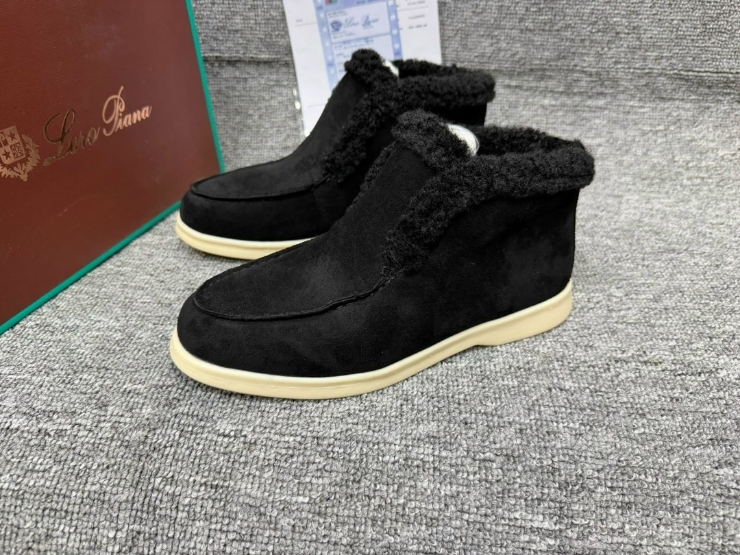 замшевые серые ботинки на меху loro piana open walk,зимние замшевые ботинки loro piana open walk хаки с мехом,лоферы loro piana,женские ботинки loro piana open walk с мехом,