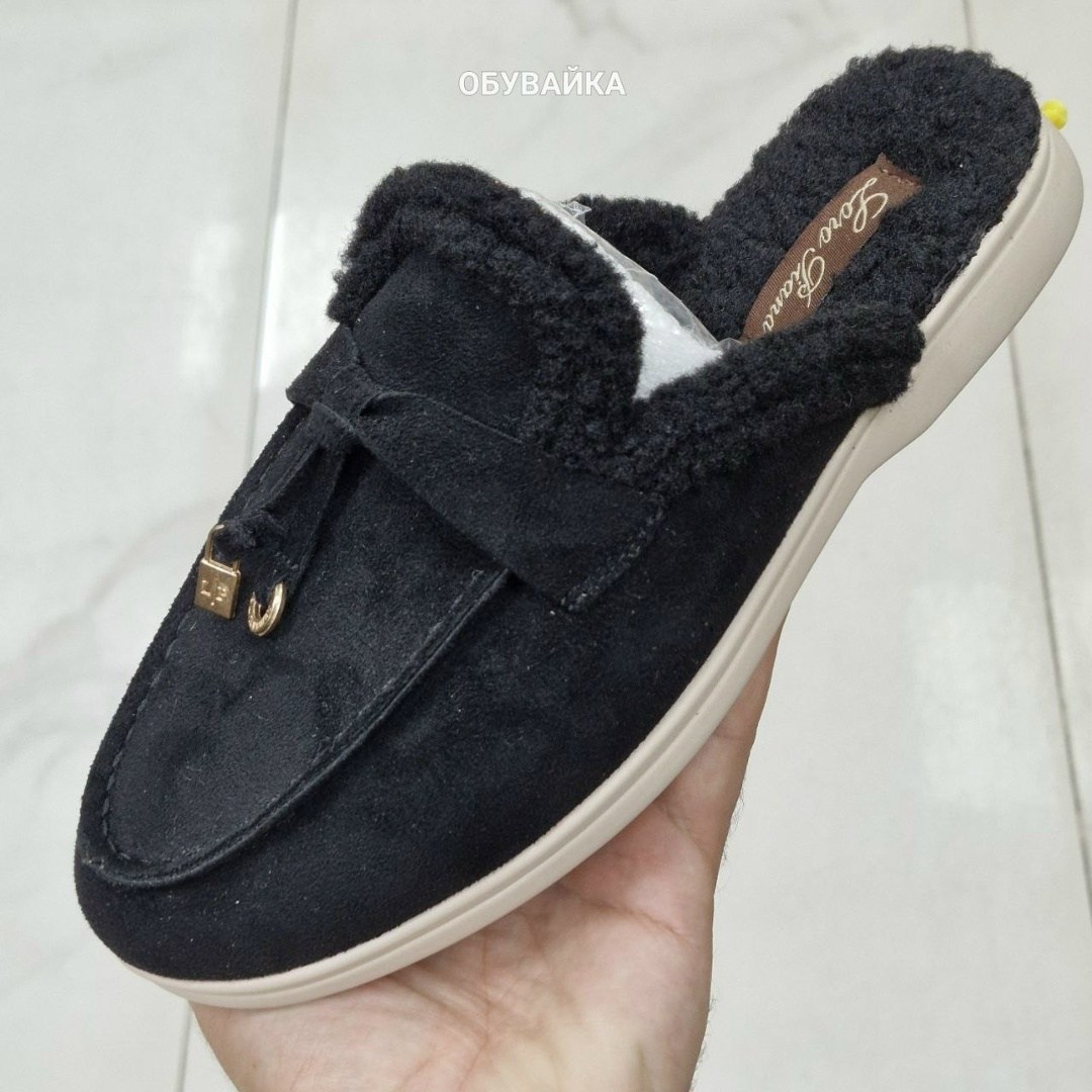 ,мюли женские,женская ,мюли с мехом,лоферы loro piana