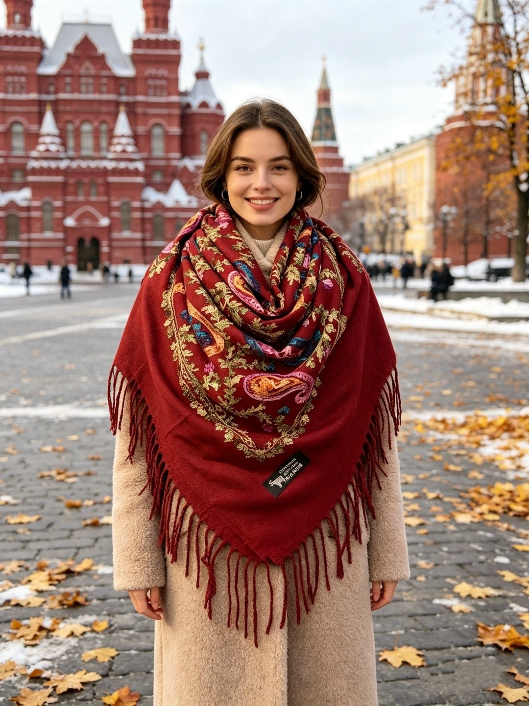 платок павловопосадская платочная мануфактура для женщин,платок шерстяной с шелковой бахромой,платки павловопосадские,павлопосадские платки,платок павловопосадская платочная мануфактура