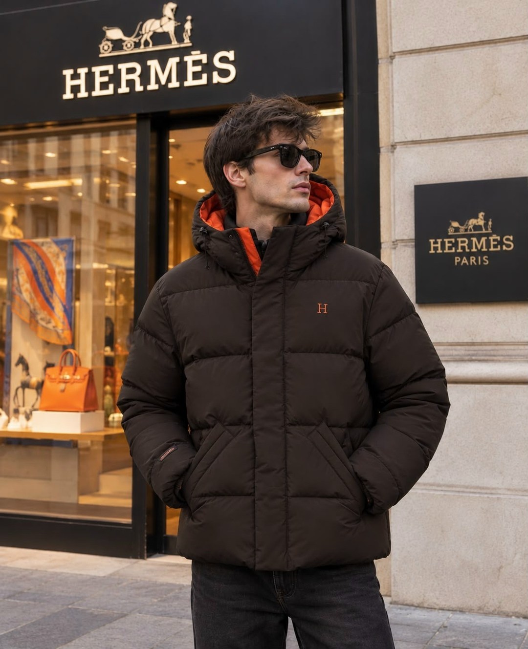 зимняя мужская куртка hermes,зимняя куртка,пуховик hermes,мужская зимняя куртка,мужской пуховик зимний