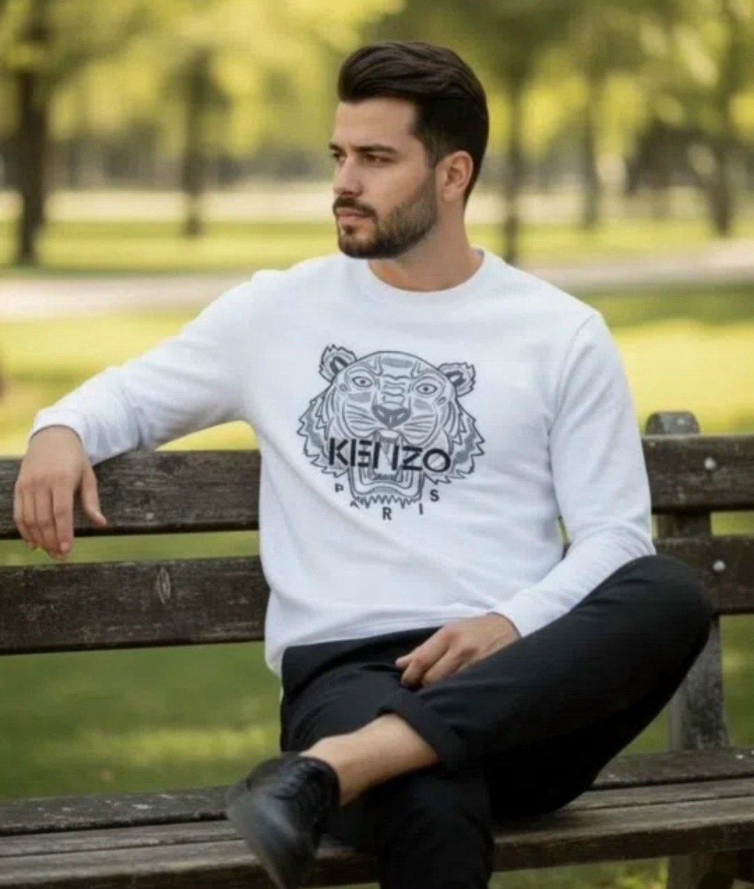 брендовые свитшоты,свитшот kenzo мужской спортивный белый размер 46/l,свитшот kenzo,трикотажный свитшот,стильный свитшот