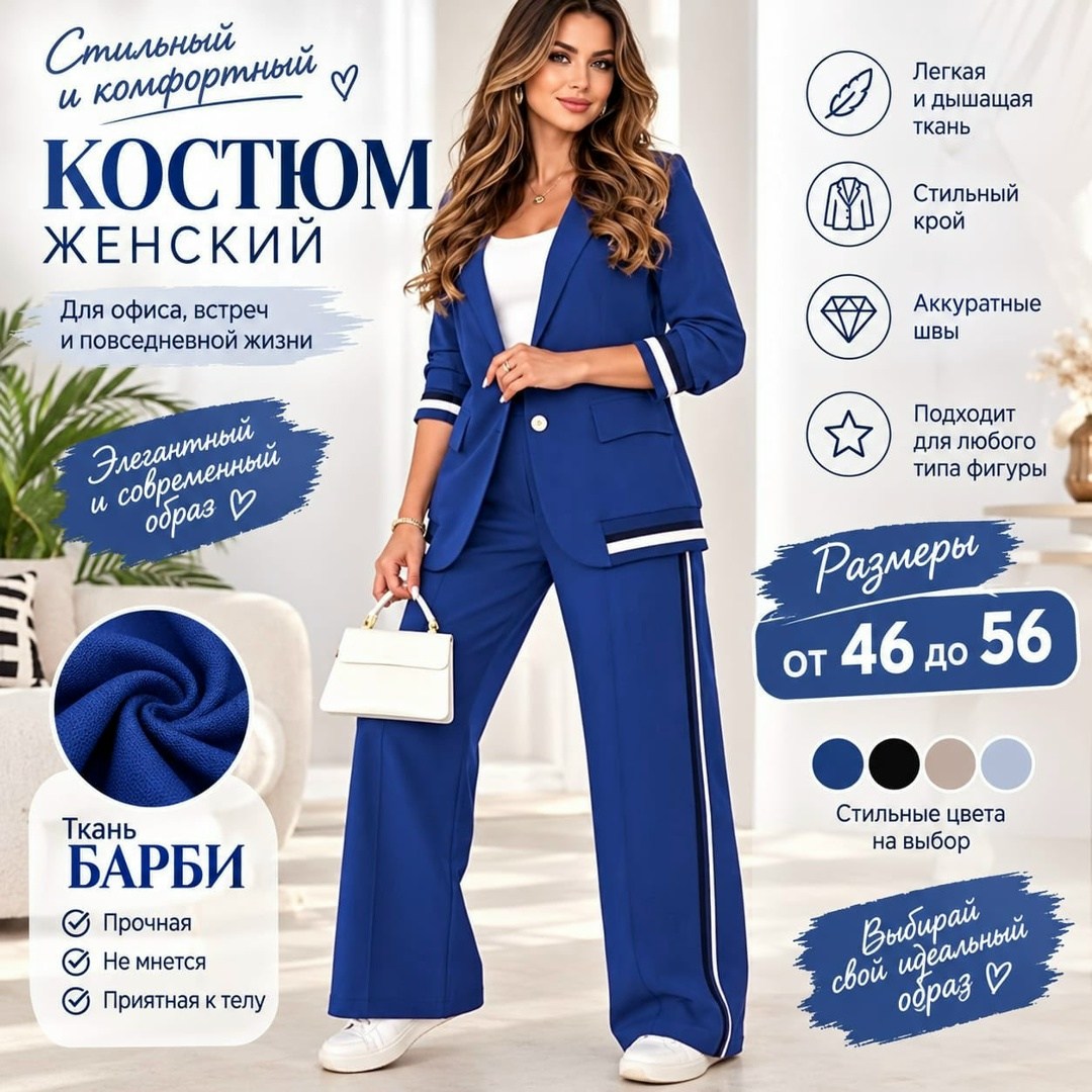 женский брючный костюм-двойка,брючный костюм,брючные костюмы женские,брючный костюм iva 1458 черный,костюм женский