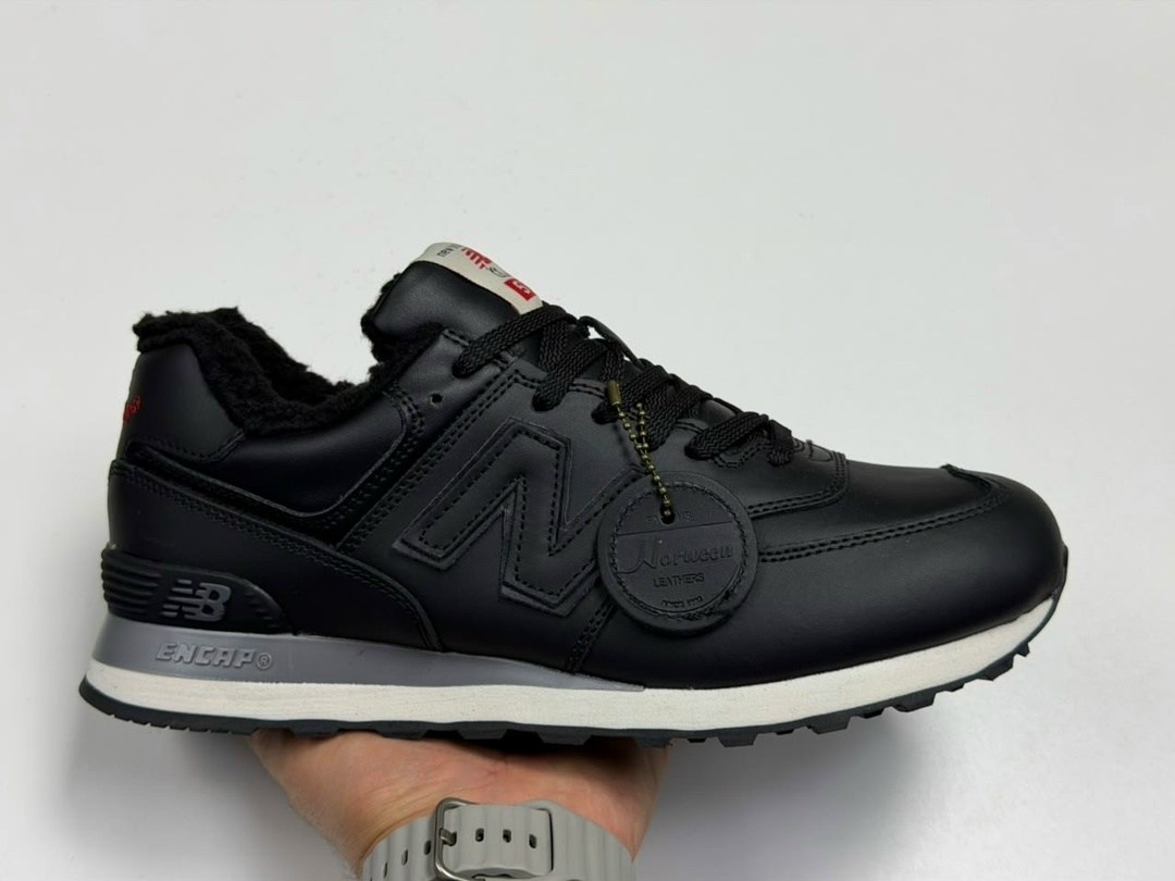 кроссовки new balance 574,зимние кроссовки new balance,зимние кроссовки nb 574 кожа черные с мехом new balance,кроссовки new balance 574 зимние,мужские кроссовки new balance 574 "black" с мехом