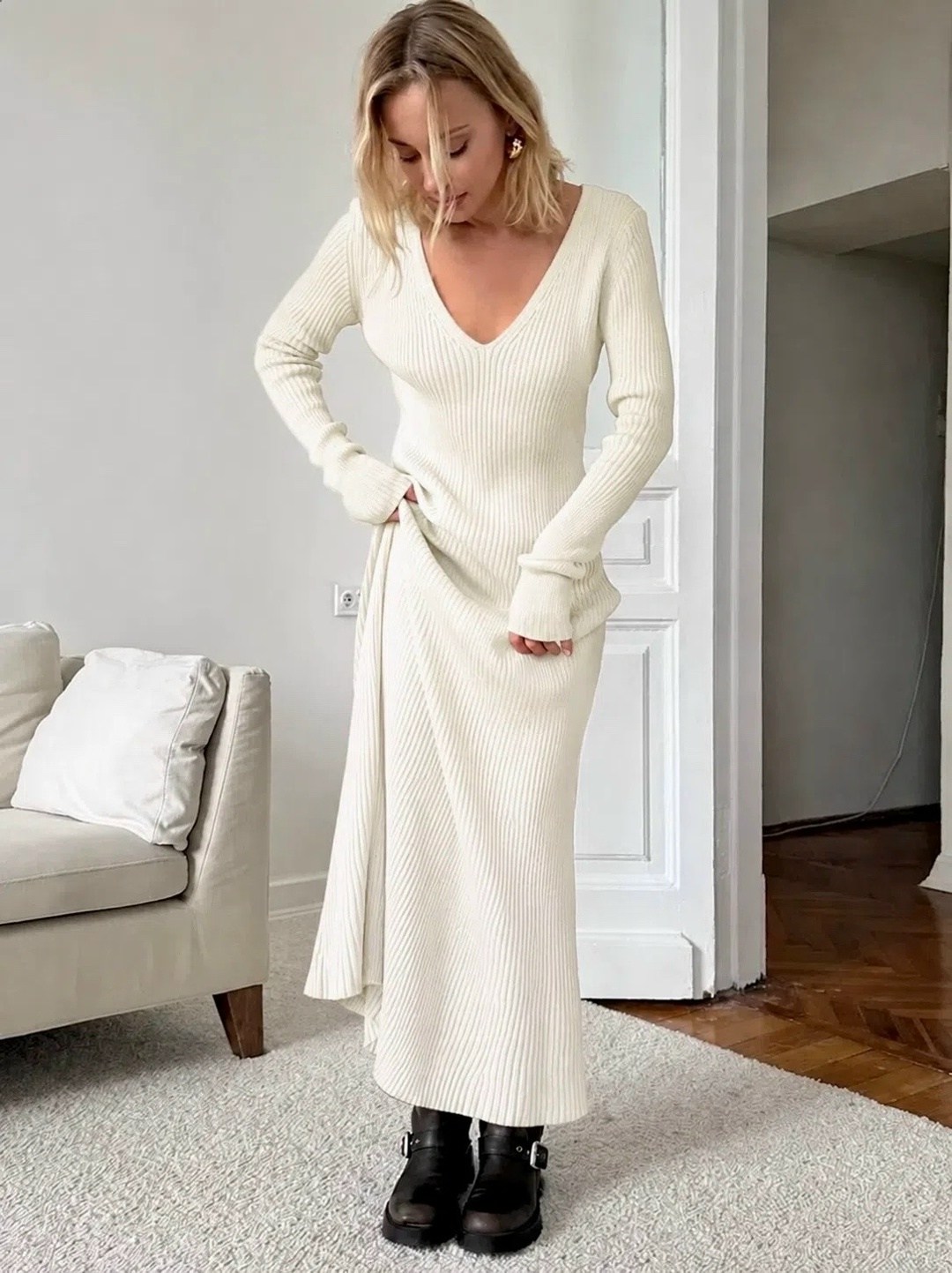 платье лапша вязаное теплое a&b_dress_code,длинное вязаное платье,вязаное платье теплое,трикотажное платье,платье теплое