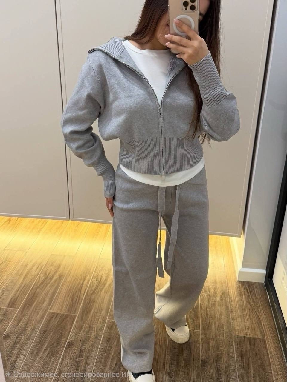 костюм брючный с капюшоном futurcouture,женский костюм,костюм спортивный,костюм на флис,костюм