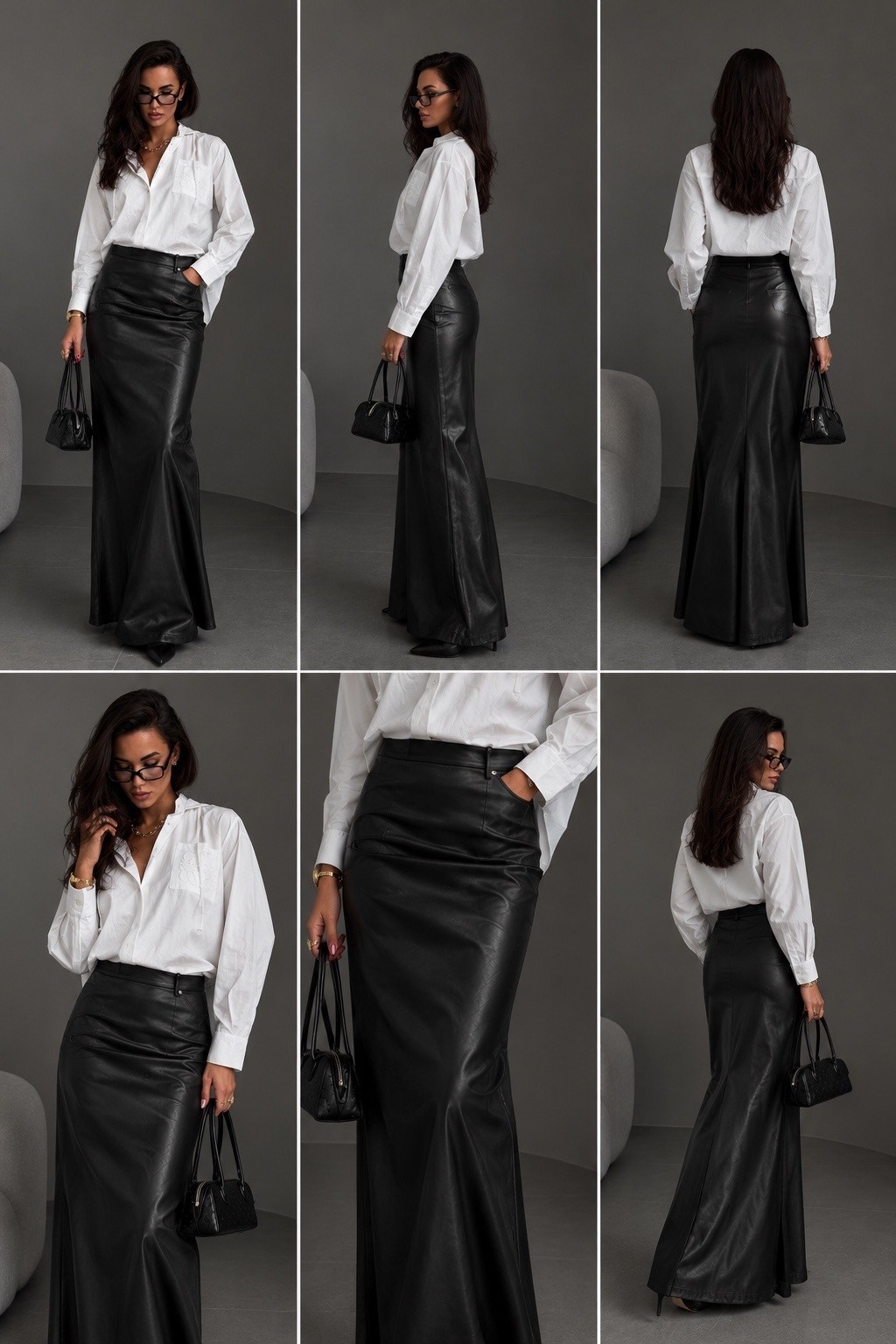 full length skirt in leather - black,кожаная юбка миди с разрезом,длинная кожаная юбка,юбка кожаная макси,кожаная юбка с разрезом