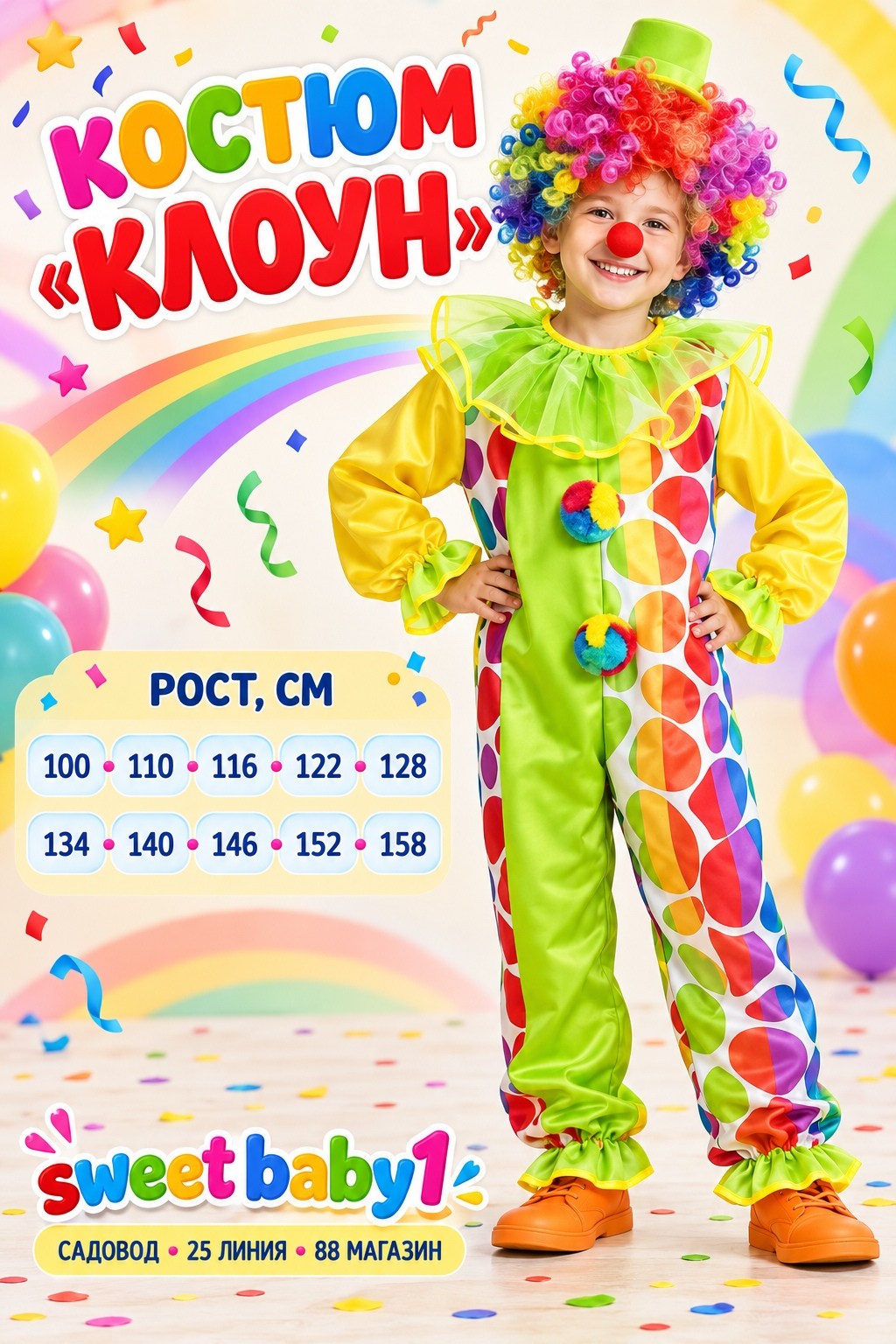 карнавальный костюм клоун l 10-12 140 см,карнавальный костюм клоуна детский для мальчика,костюм клоуна,карнавальный костюм клоуна детский evdakoff,карнавальный костюм клоуна