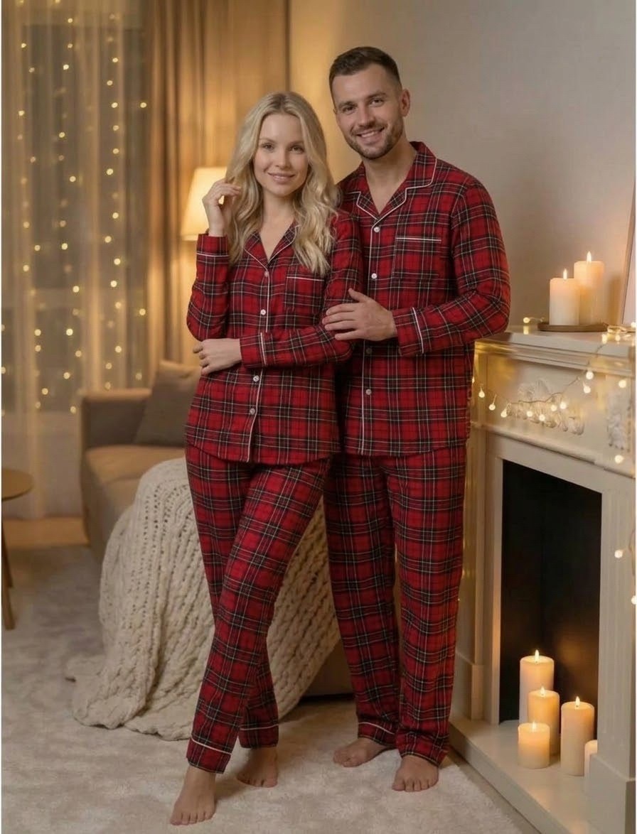 пижама со штанами клетчатая семейная хлопок family look богатырь,пижама со штанами клетчатая семейная хлопок family look новогодняя для мужчин и женщин,женская новогодняя пижама с брюками и рубашкой h