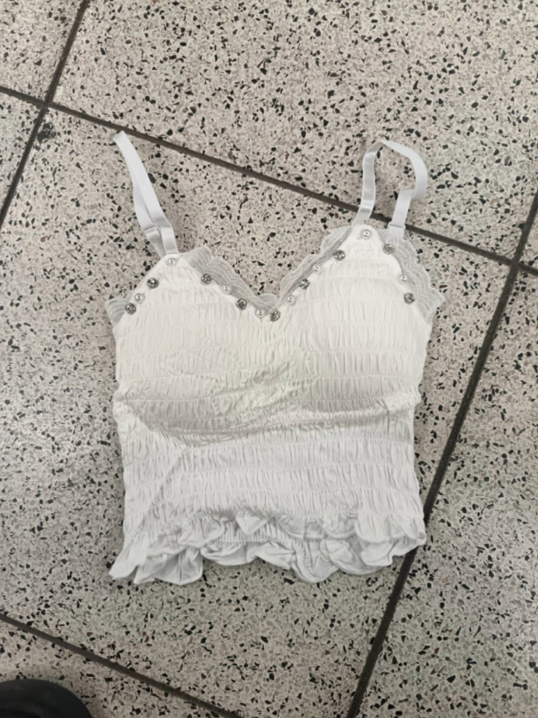 топ с атласным бантиком и жемчужинами h. h. fashion,кружевная майка,топ с атласным бантиком и жемчужинами h. h. fashion 216918244,летняя кружевная бретелька с бантом для женщин,топ с кружевной отделко