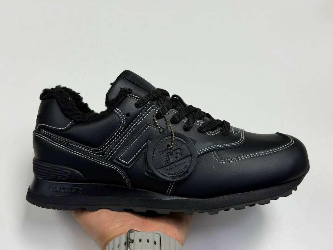 кроссовки new balance 574,зимние кроссовки new balance,зимние кроссовки nb 574 кожа черные с мехом new balance,кроссовки new balance 574 зимние,мужские кроссовки new balance 574 "black" с мехом
