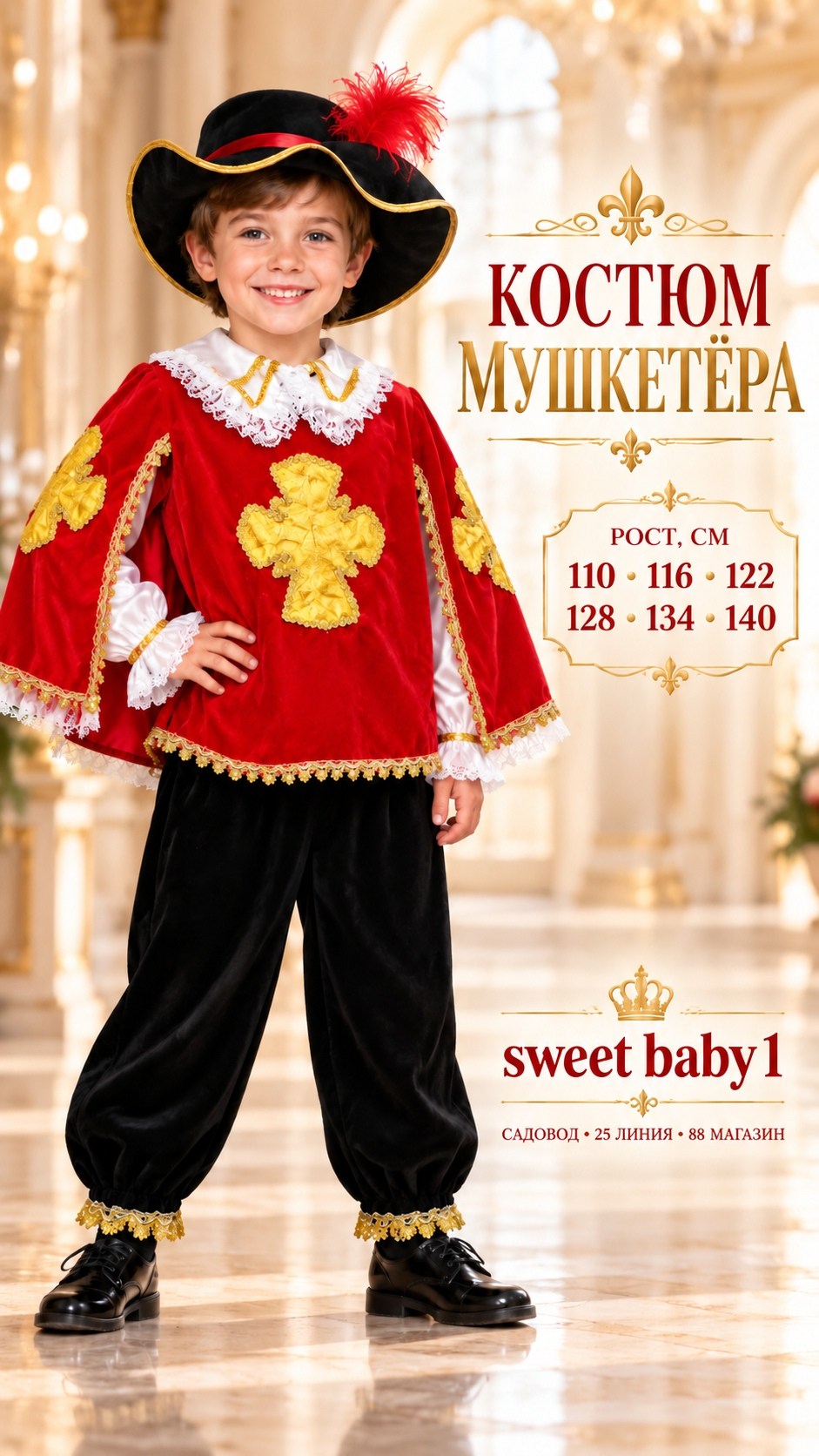 карнавальный костюм "мушкетер" для мальчика ростом 116-122 см,карнавальный костюм мушкетер,карнавальный костюм детский "мушкетер красный" для мальчика,карнавальный костюм "мушкетёр" бордо,батик карнав