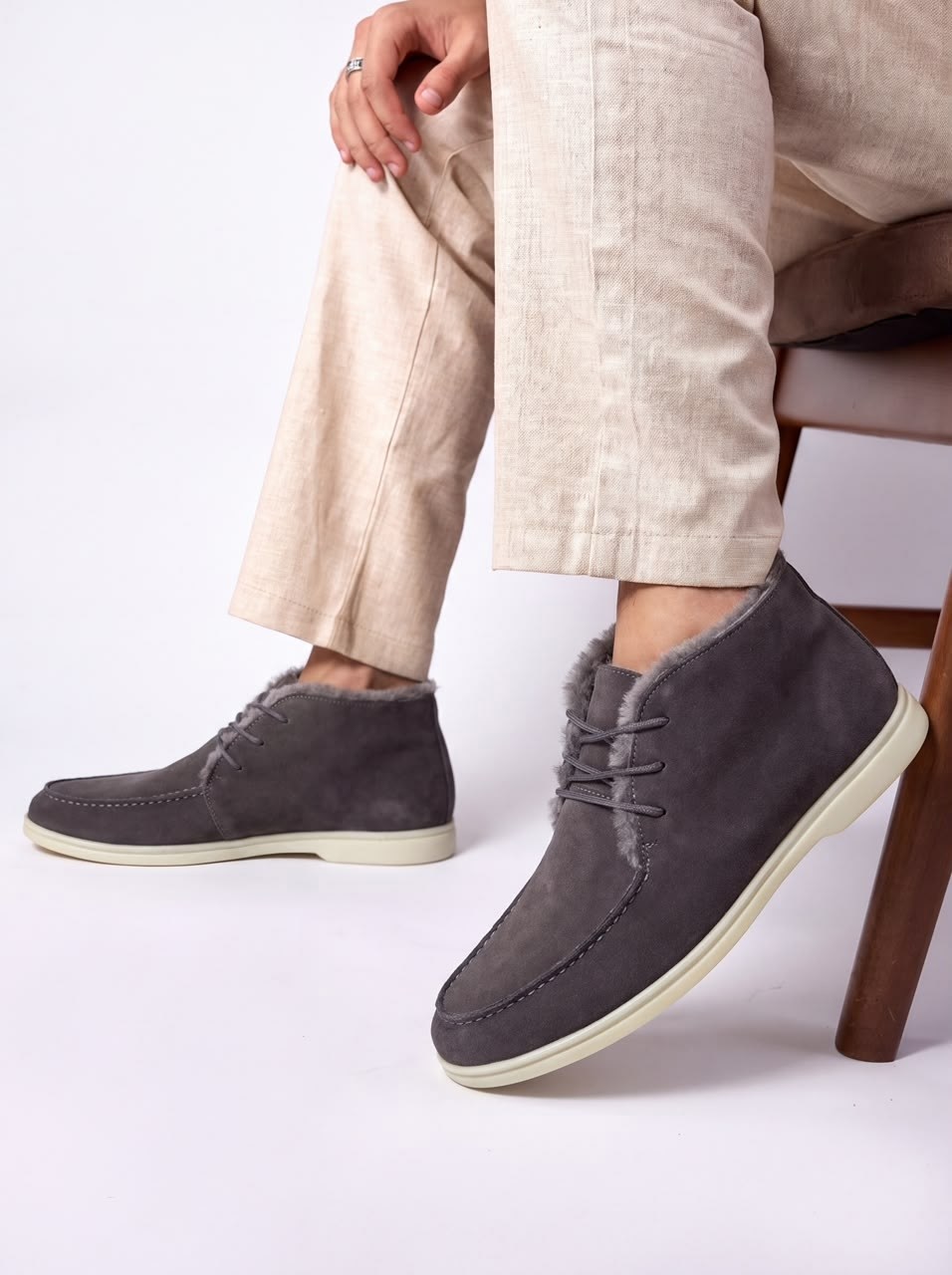 ,ботинки loro piana,женская ,замшевые ботинки,ботинки на меху