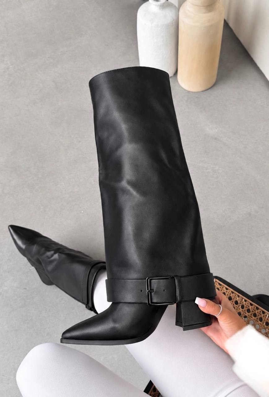сапоги,сапоги демисезонные на каблуке magic heels цвет черный,сапоги эко кожа,сапоги женские, женская сапоги эко кожа